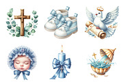 Baby Boy Baptism Watercolor Clipart, an Illustration by SinaCreation (Thumbnail 4 of 5)