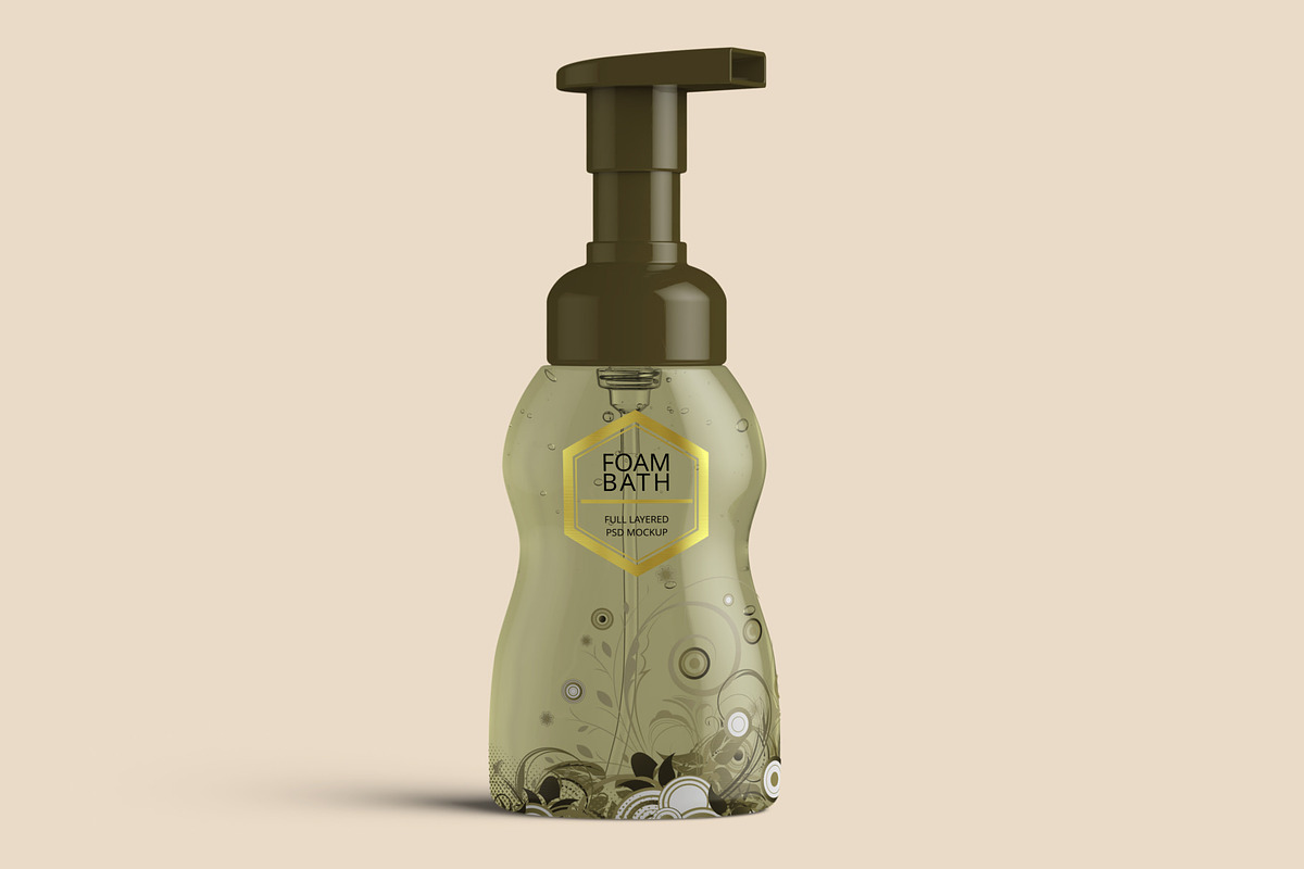 Foaming Cosmetic Bottle Mockup, a Cups & Container Mockup by Digitalphaser (Photo 3 of 8)
