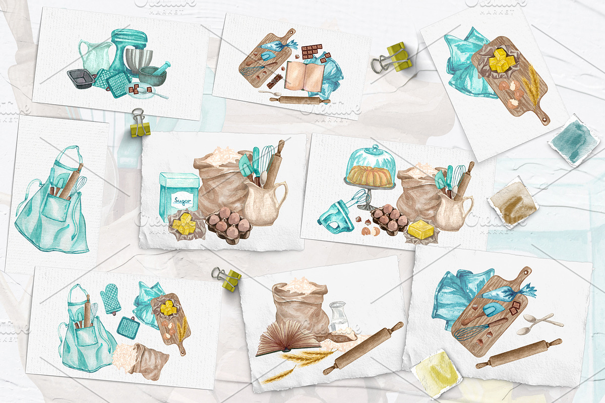 Baking Watercolor Set, a Food Illustration by BarvArt (Photo 5 of 16)