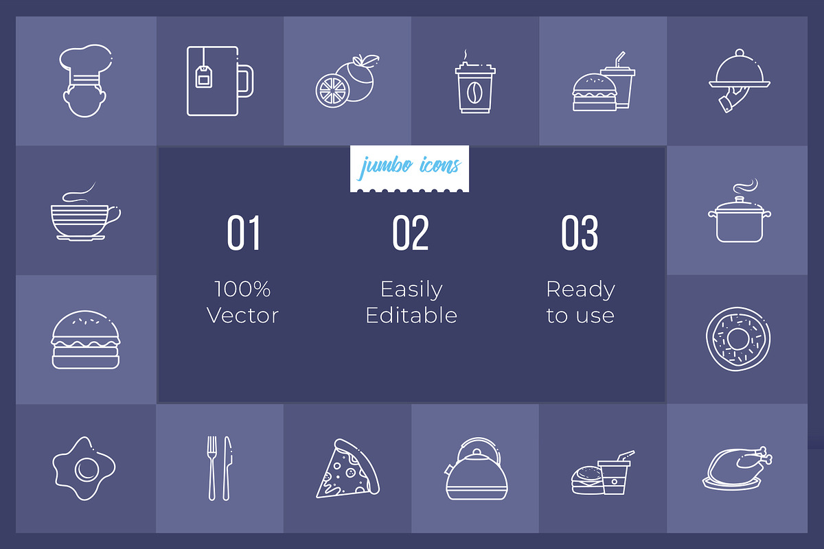 Food Line Icons V2, an Outline Icon by Jumbo Icons (Photo 2 of 5)