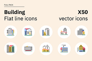 Building Flat Line Icons, an Outline Icon by Formelier