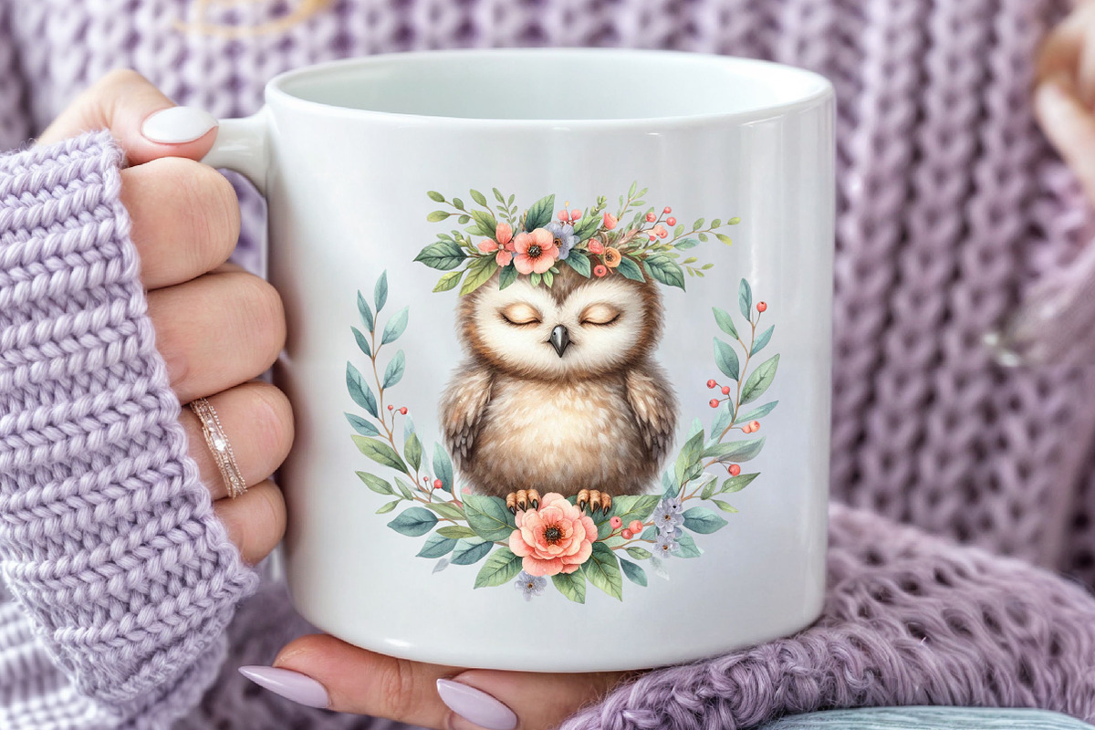 Watercolor Baby Owl Clipart, an Illustration by Rose Art (Photo 4 of 7)