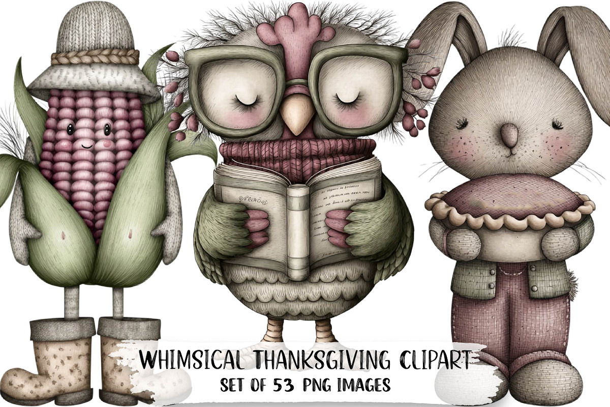 Whimsical Thanksgiving Clipart Bundl, an Illustration by DreamPrint404 (Photo 1 of 7)