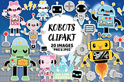 Robots Clipart, a Decorative Illustration by Lime & Kiwi Designs (Thumbnail 1 of 2)