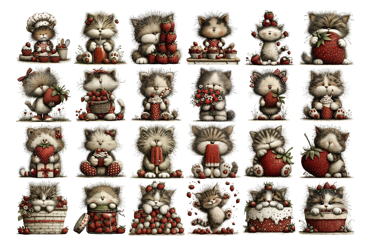 Strawberry Cat PNG Clipart, an Animal Illustration by Nicolle's Colorful Art (Photo 2 of 3)