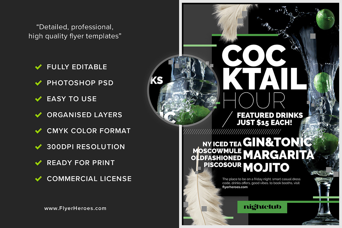 Cocktail Hour Flyer Template, a Flyer Template by FlyerHeroes (Photo 4 of 4)