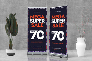Mega Super Sale Roll Up Banner, a Stationery Template by Boostock