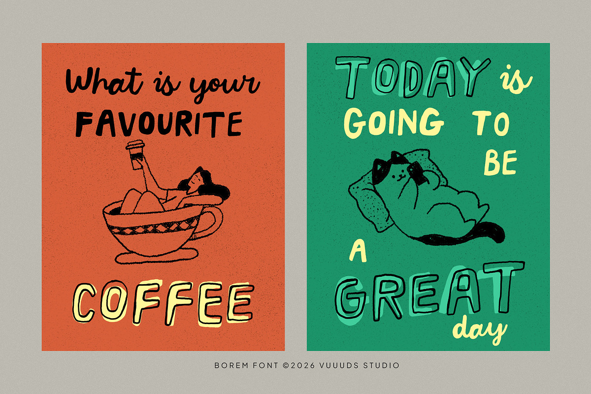 Borem - Handmade Trio Fonts, a Handwritten Font by vuuuds (Photo 3 of 9)