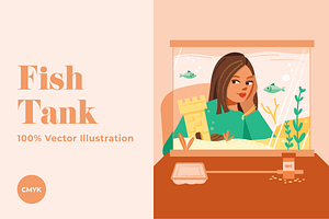 Fish Tank Illustration, a Person Illustration by @JennyPaintsWithPixels