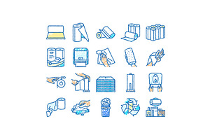 paper towel roll kitchen icons hand, an Object Illustration by pikepicture