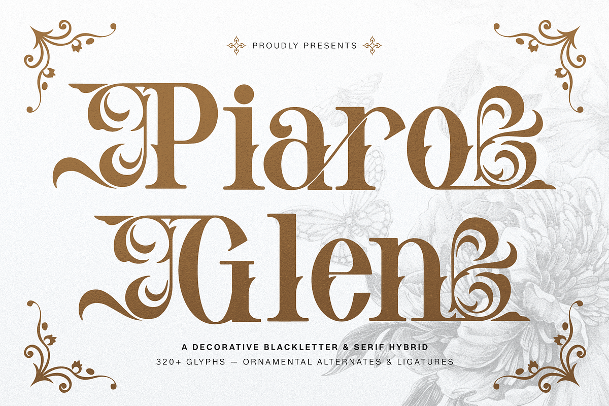 Piaro Glen | Serif Blackletter, a Blackletter Font by Denustudios (Photo 1 of 11)