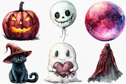 Watercolor Burgundy Halloween, an Illustration by Canvas Craft (Thumbnail 2 of 8)