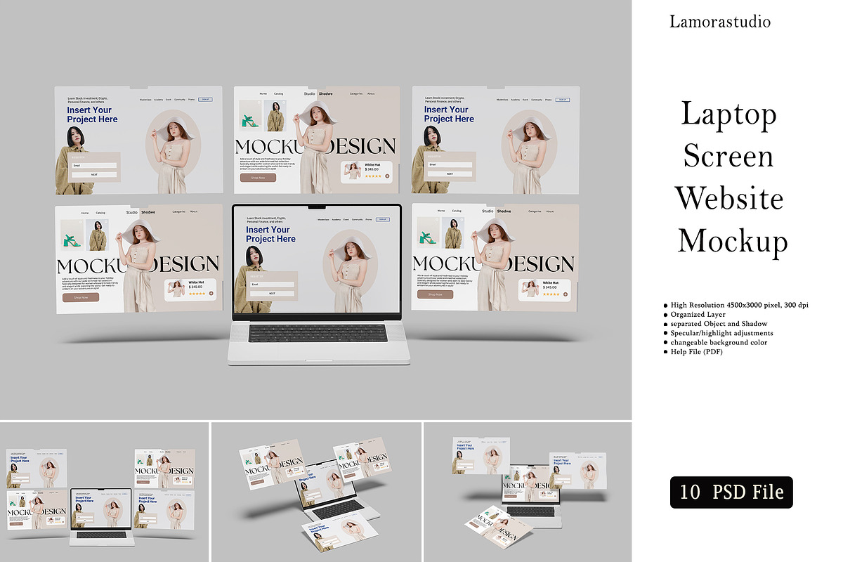 Laptop Screen Presentation Mockup, a Device Mockup by lamorastudio (Photo 1 of 11)