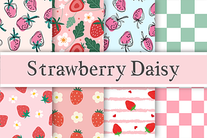 Strawberry Daisy Digital Paper, an Arts & Entertainment Photo by AdriOP