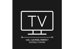 Television pixel perfect white line, an Icon by IMG Visuals