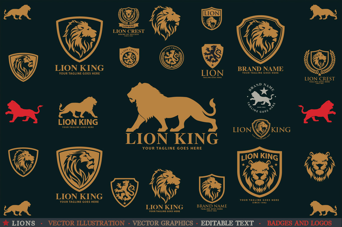 lions-editable-lion-crest-logos-animal-illustrations-creative-market