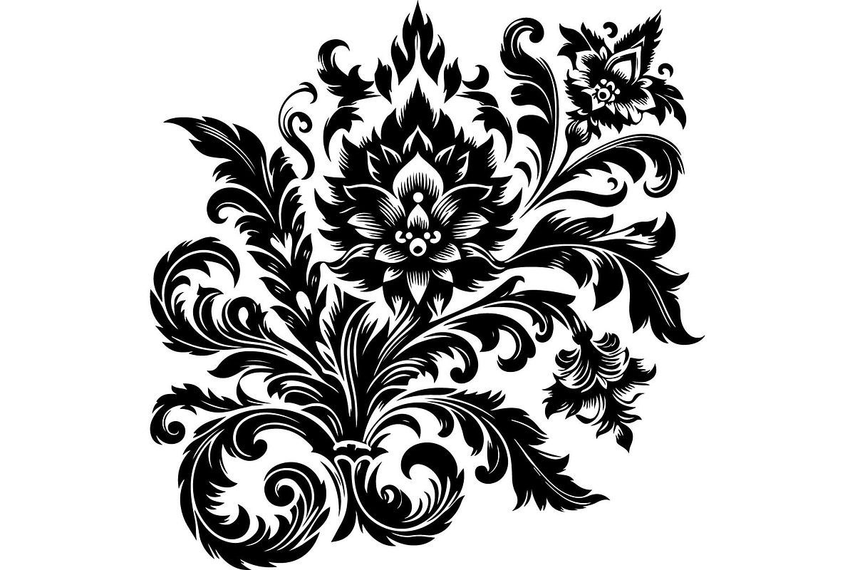 Baroque Black Floral Ornament Set, an Object Graphic by Designer_Momina (Photo 12 of 13)