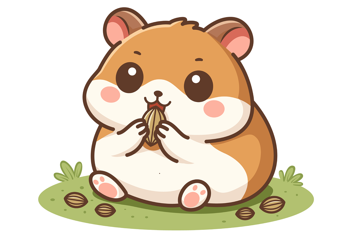 Cute Kawaii Hamster Eating Cartoon, an Animal Illustration by Artpon Illustration (Photo 1 of 3)