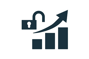 Open lock increasing bar graph, a Finance Illustration by Aimagenarium@gmail.com