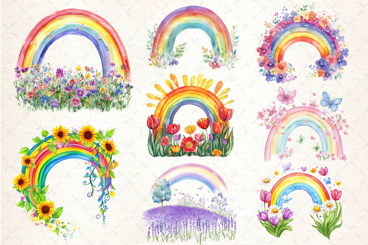 Floral Spring Rainbow Clipart, an Illustration by Dream Creation (Photo 4 of 4)