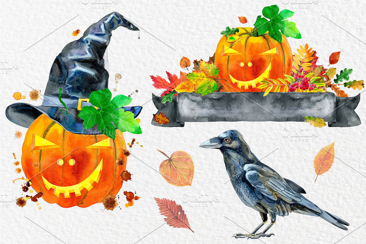 Orange and black Halloween, an Animal Illustration by Watercolor fantasy (Photo 5 of 9)