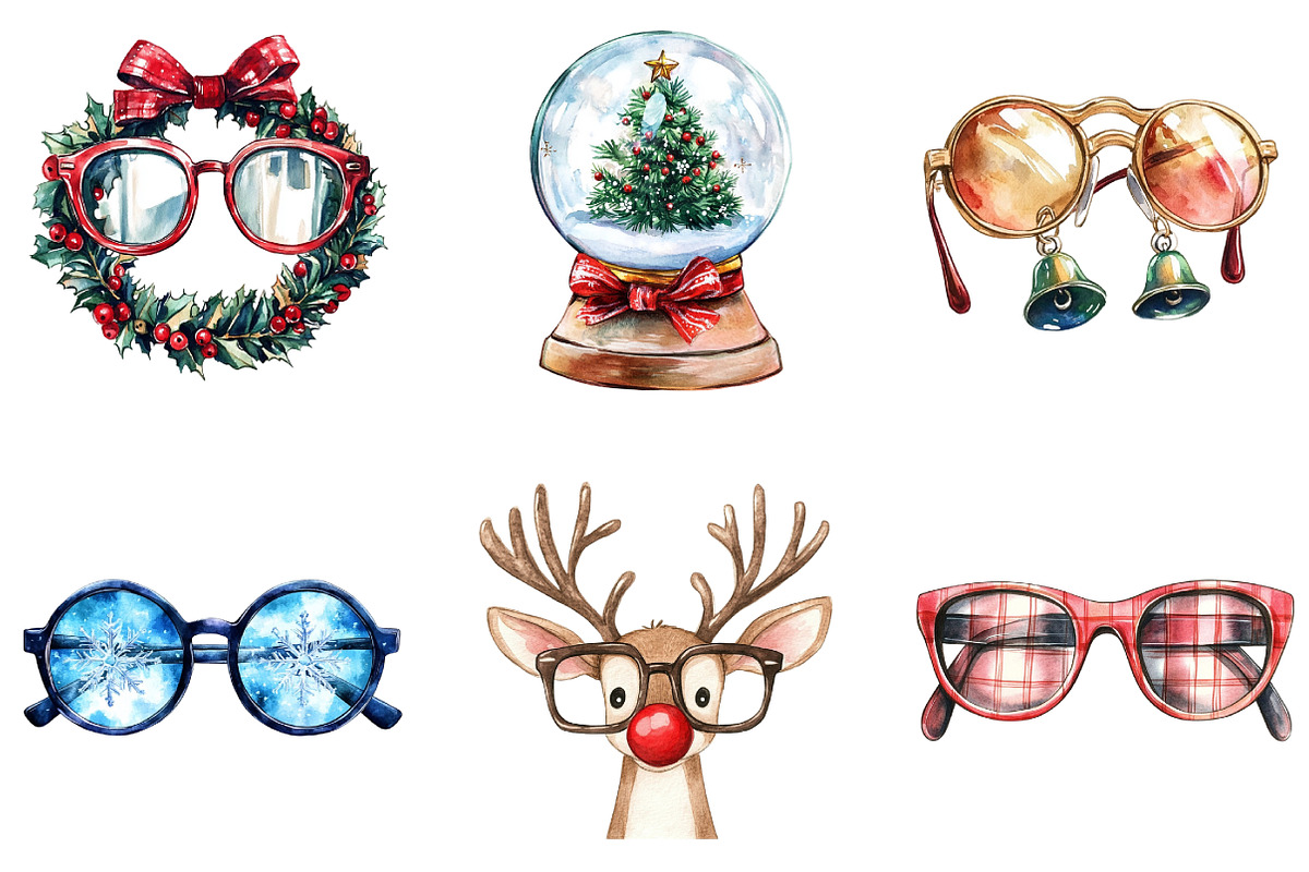 Winter Glasses Christmas Clipart, an Illustration by DreamArtGraphic (Photo 2 of 5)