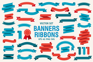 Vector Ribbon Banners Big Set