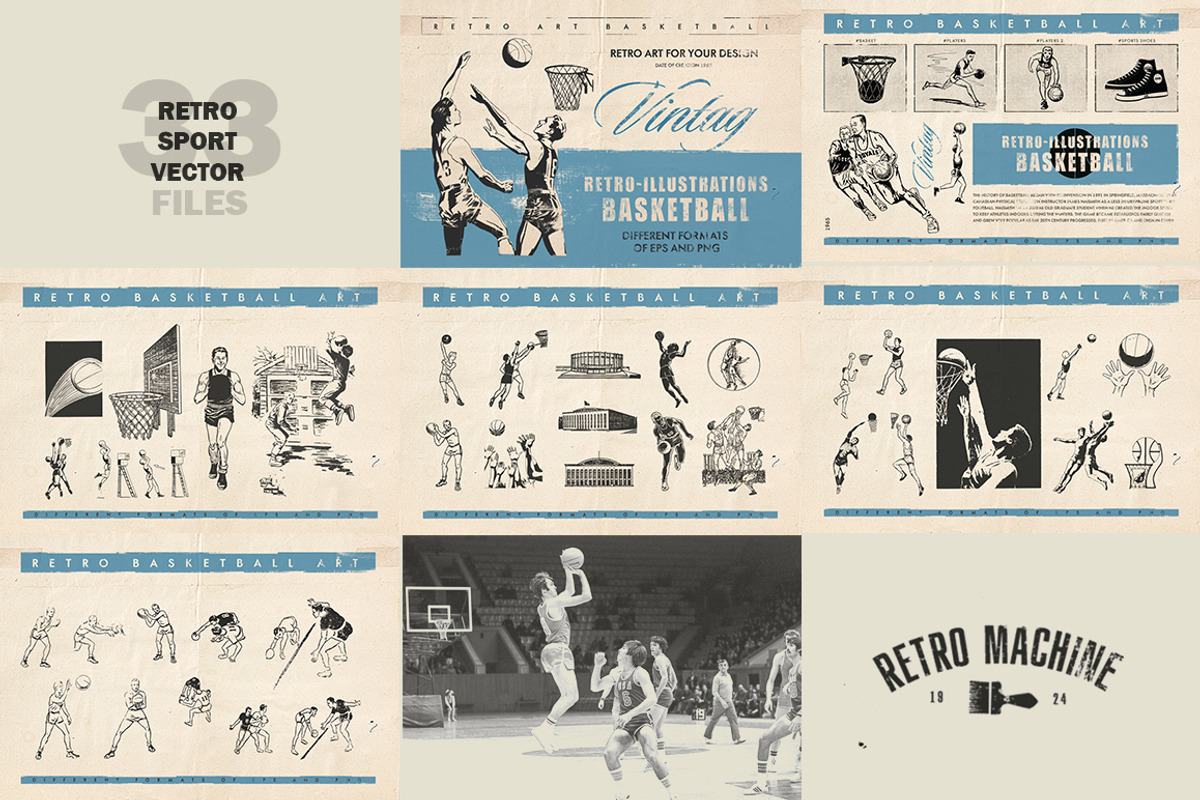Retro Sports Art Bundle 8 in 1, an Illustration by Retro Machine (Photo 3 of 9)