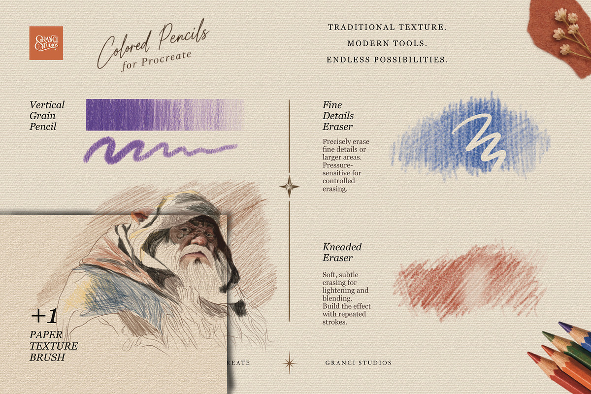 Colored Pencils Procreate Brushes, a Brush Add-On by GRANCI STUDIOS (Photo 4 of 6)