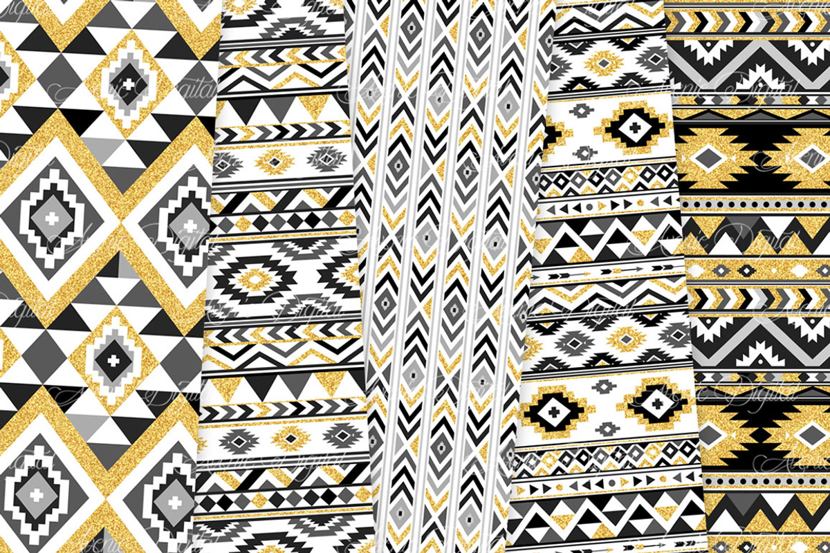 Black & Gold Boho Seamless Pattern, a Pattern Graphic by Avenie Digital (Photo 4 of 4)