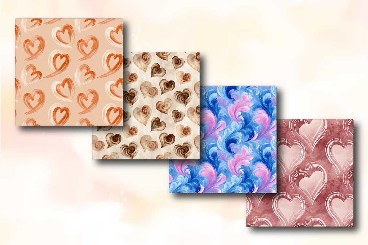 Abstract Heart Swirls Seamless Patte, an Illustration by RobertsArt (Photo 3 of 5)