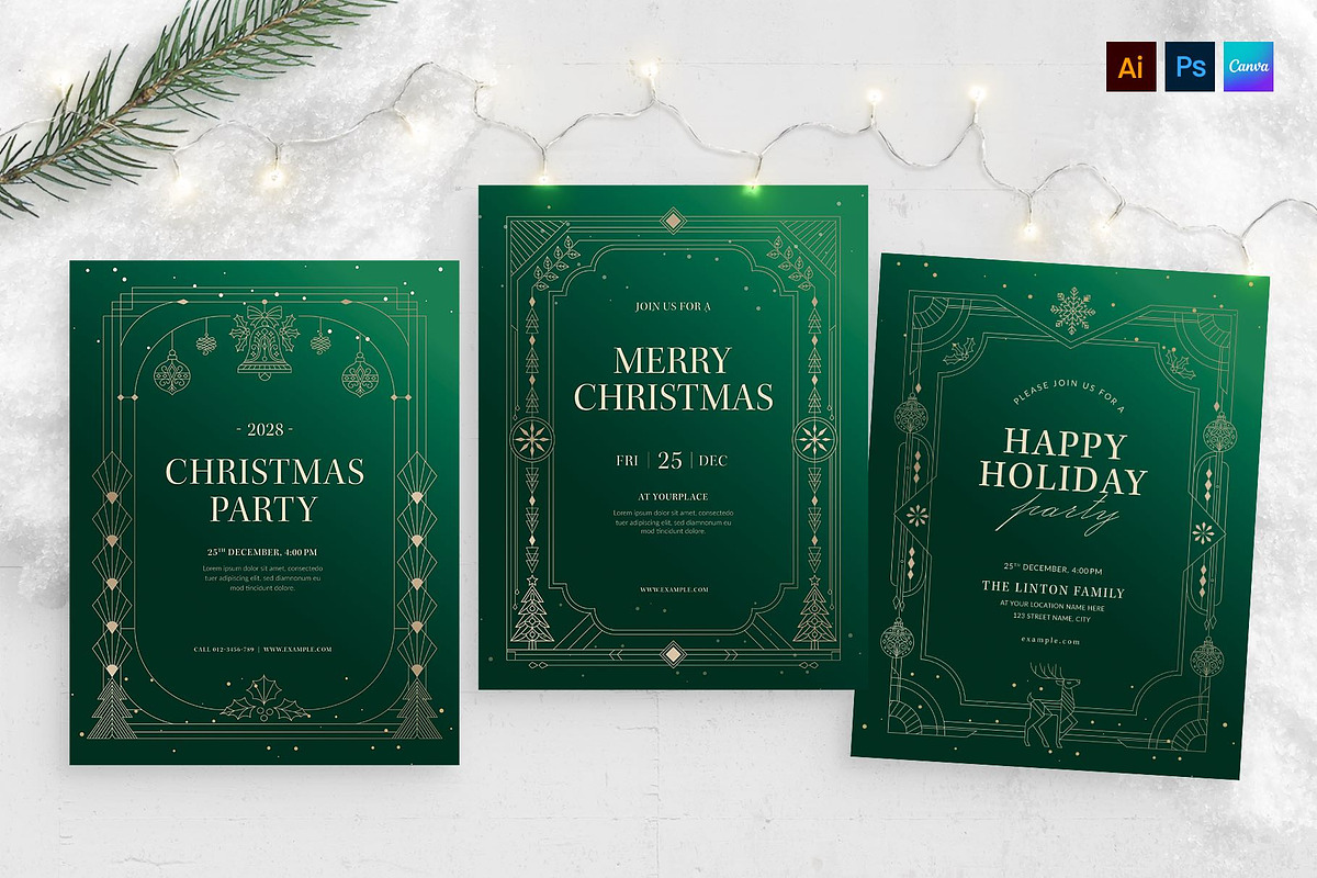 Art Deco Christmas Flyer Template