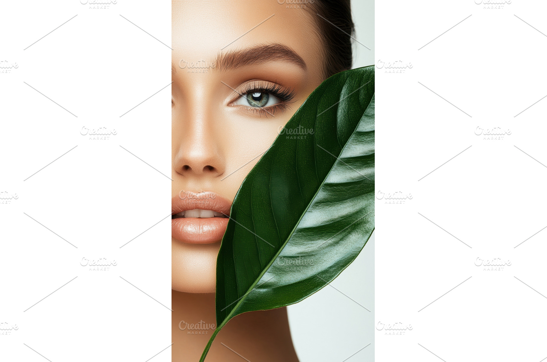 Beautiful woman with leaf close-up, a Beauty & Fashion Photo by Beautiful things