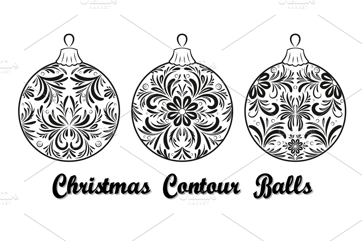 Christmas Balls, Contours, an Object Graphic by Ok-sana