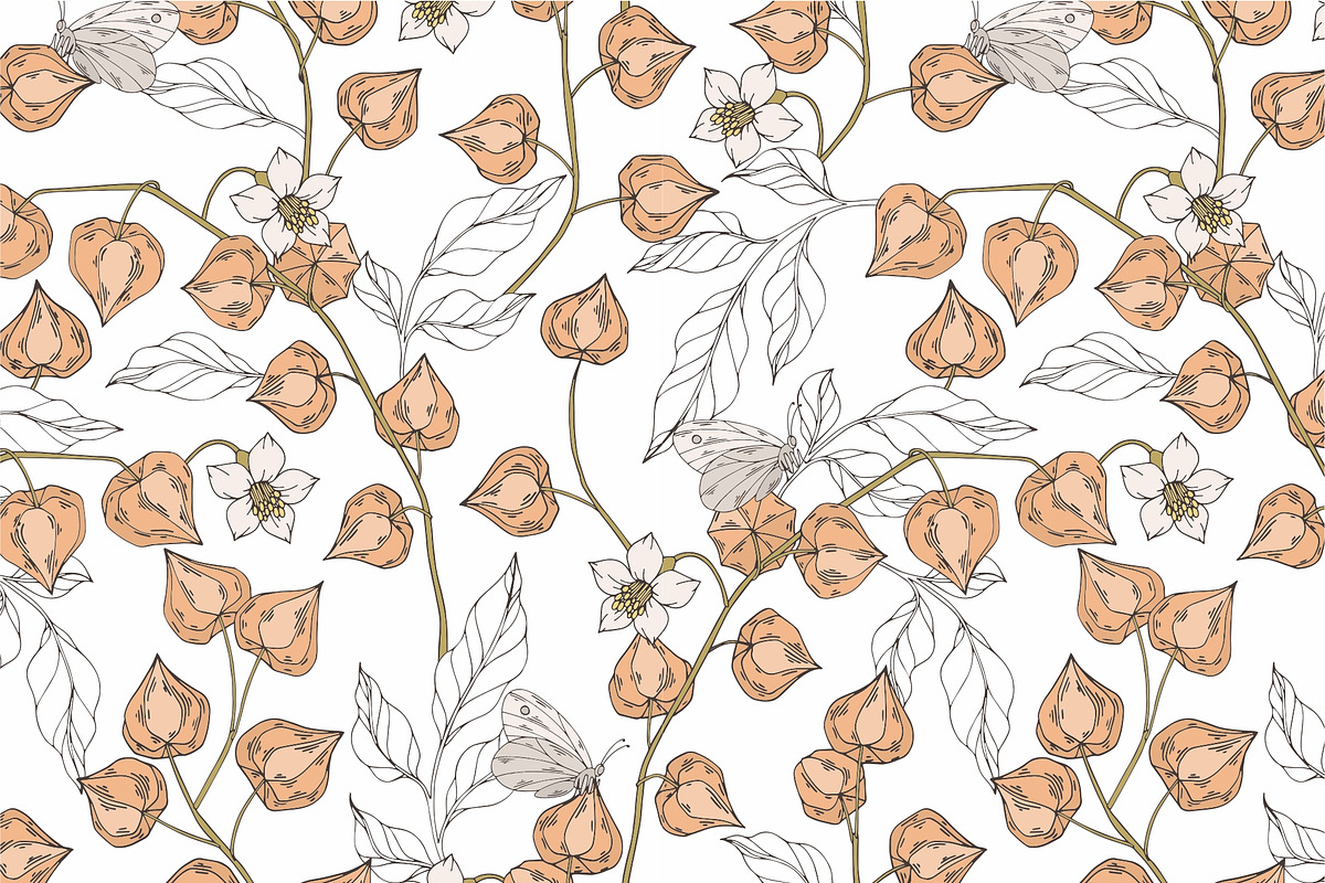 Seamless pattern with physalis, a Pattern Graphic by Elona Laff (Photo 2 of 5)