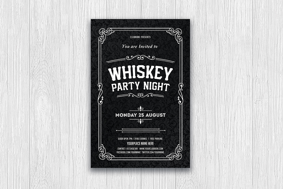 Whiskey Party Flyer, a Flyer Template by DesignWorkz (Photo 2 of 2)