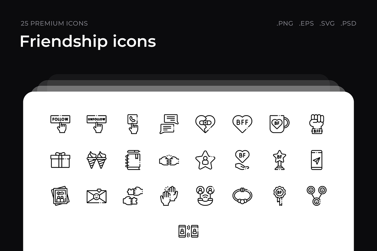 Friendship icons, an Outline Icon by Wencory