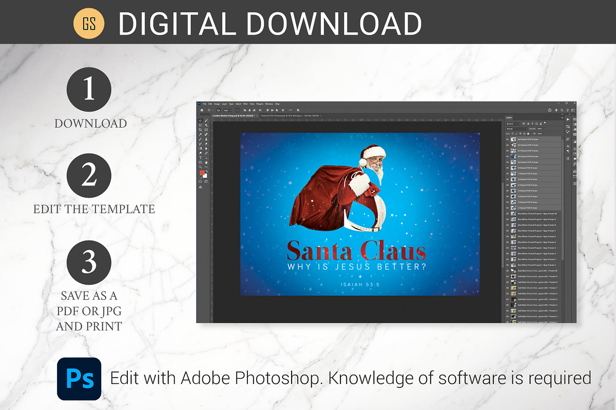 Santa Christmas Sermon Postcard PSD, an Invitation Template by Godserv Designs (Photo 10 of 11)