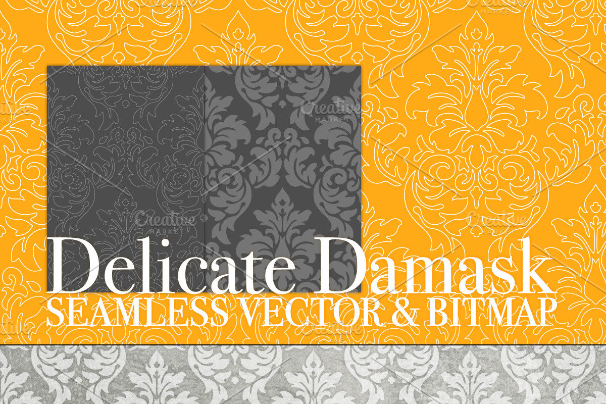 Vector|Bitmap Damask Seamless Tiles, a Pattern Graphic by Penina (Photo 1 of 3)