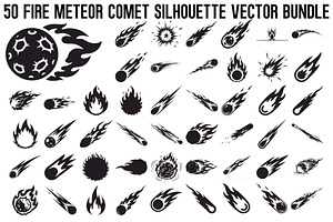 Fire Meteor Comet Silhouette Bundle, an Illustration by Designs_River