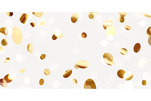 Falling shiny golden confetti, round, an Illustration by Modern vector