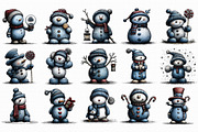 Whimsical Christmas Snowman Clipart, an Illustration by Libby Wishes (Thumbnail 3 of 7)