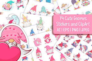 74 Gnomes Stickers and Clip art