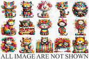 Whimsical Spring Cats Clipart Bundle, an Illustration by Canvas Craft (Thumbnail 3 of 7)