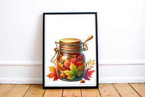 Watercolor Autumn Jar PNG Clipart