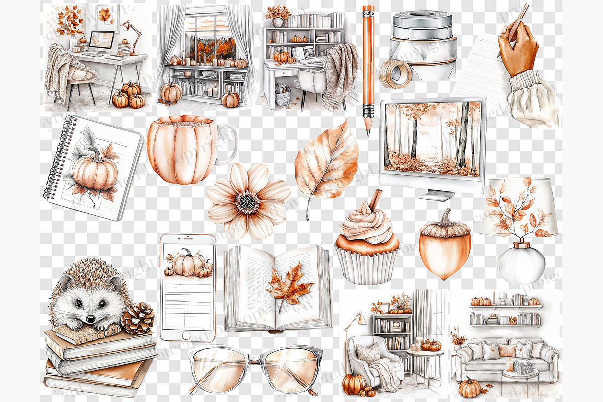 Autumn Planner Clipart Collection, a Person Illustration by GlamArtZhanna (Photo 6 of 8)