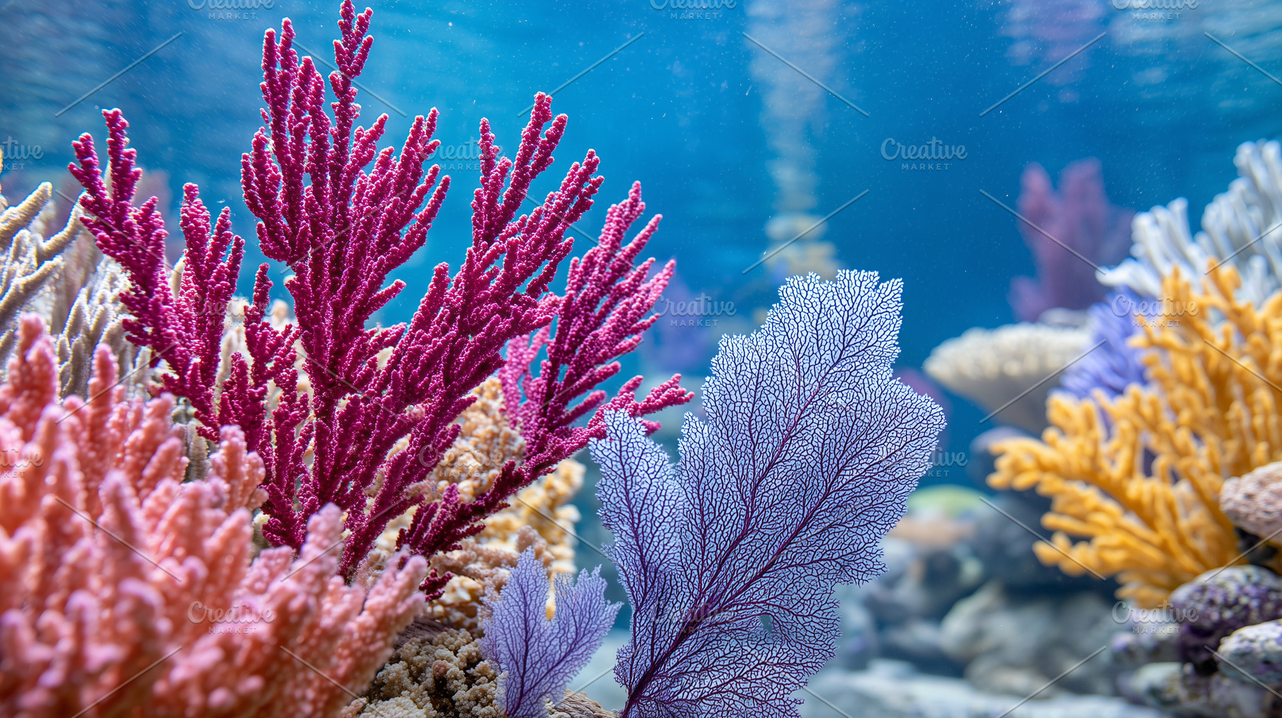 Vibrant coral reef with colorful, a Nature Photo by MistyDay