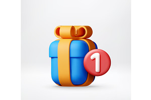 3d gift box with red notification