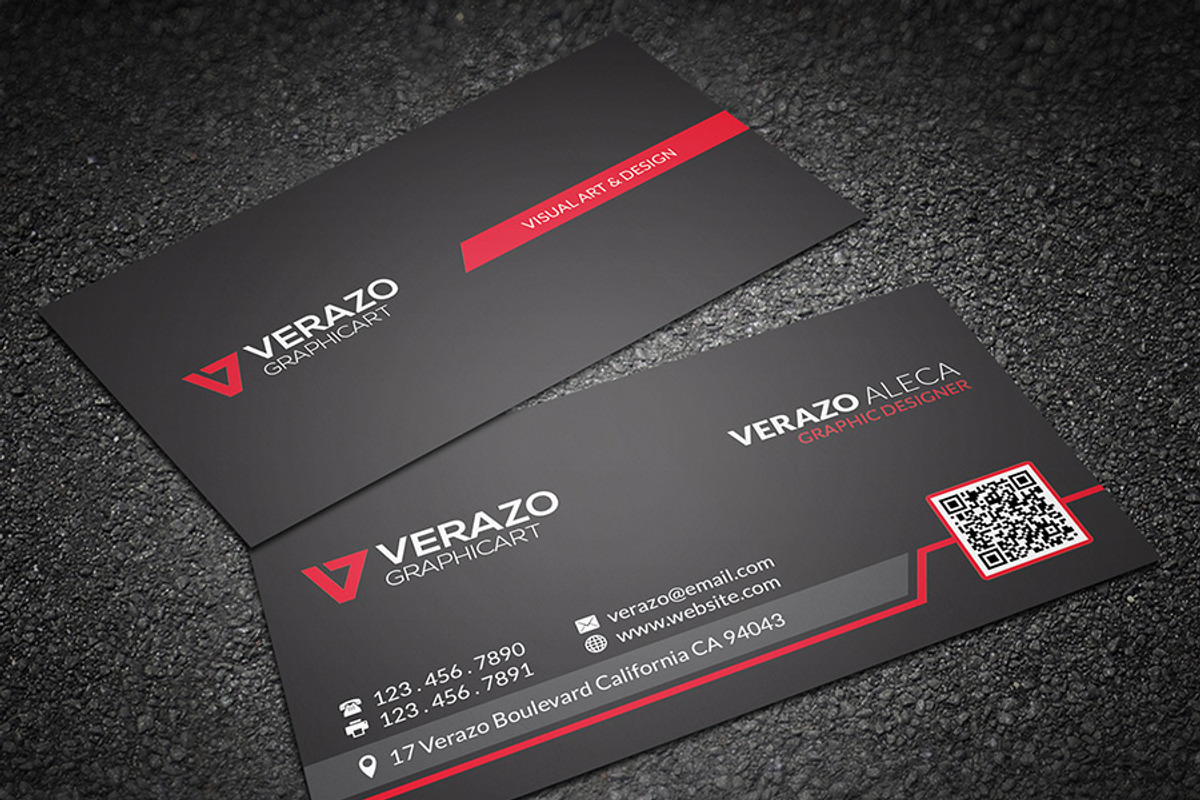 Bold Red QR Code Business Card, a Business Card Template by Verazo (Photo 2 of 3)