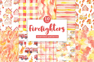Firefighters Digital Papers, a Pattern Graphic by GlamArtZhanna
